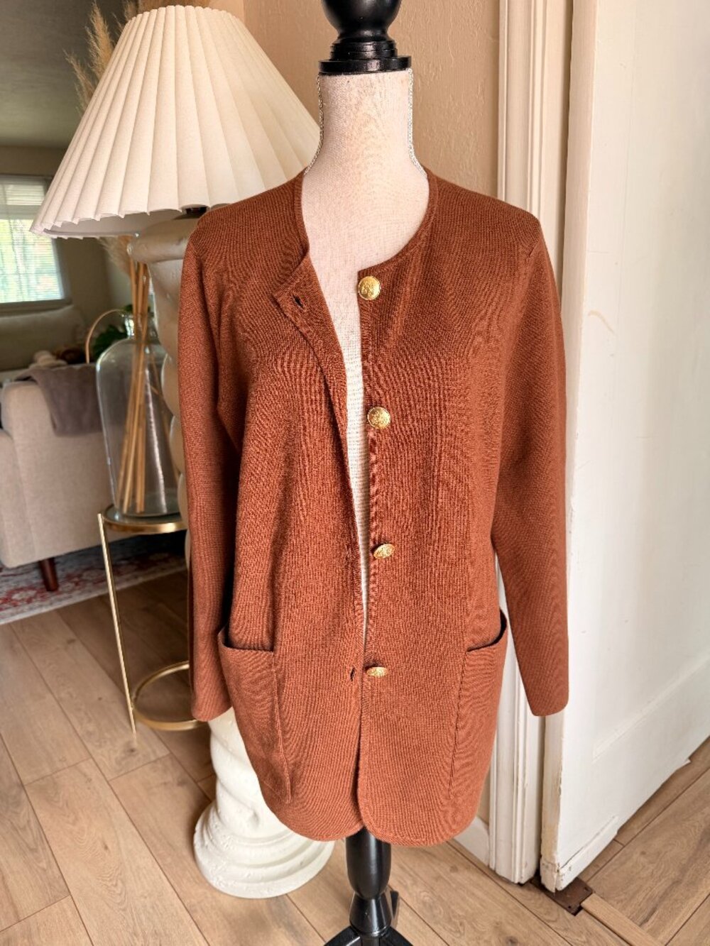 BNWT J.Crew Wool Blend Cardigan Jacket Brown Medium - Engraved Buttons